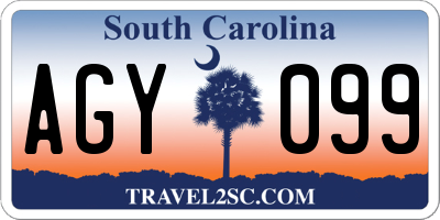 SC license plate AGY099