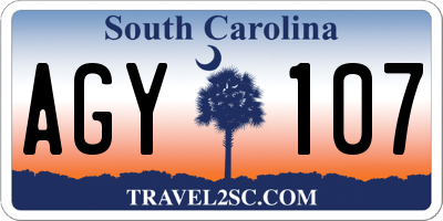 SC license plate AGY107