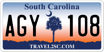 SC license plate AGY108