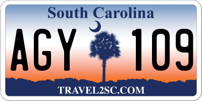 SC license plate AGY109