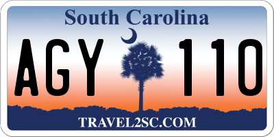 SC license plate AGY110