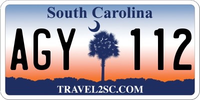 SC license plate AGY112