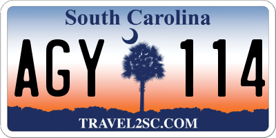 SC license plate AGY114