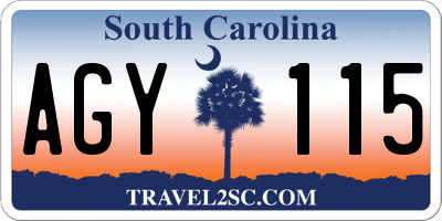 SC license plate AGY115