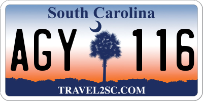 SC license plate AGY116