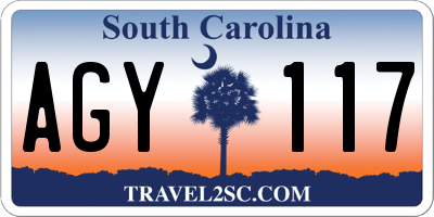 SC license plate AGY117