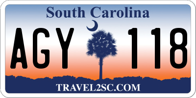 SC license plate AGY118