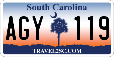 SC license plate AGY119