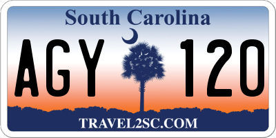 SC license plate AGY120