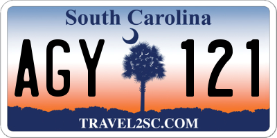 SC license plate AGY121