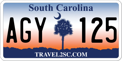SC license plate AGY125