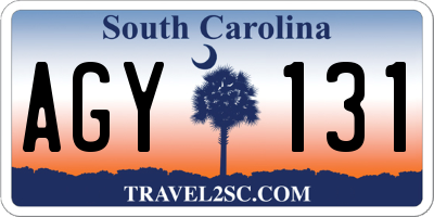 SC license plate AGY131