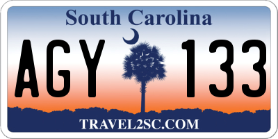 SC license plate AGY133