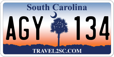 SC license plate AGY134