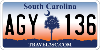 SC license plate AGY136