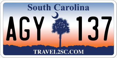 SC license plate AGY137