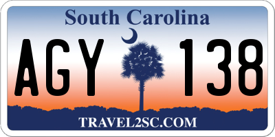 SC license plate AGY138