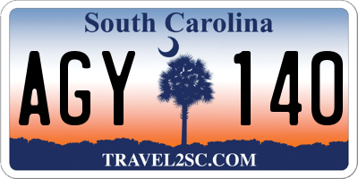 SC license plate AGY140