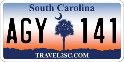 SC license plate AGY141