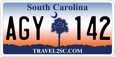 SC license plate AGY142