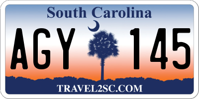 SC license plate AGY145