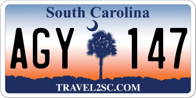 SC license plate AGY147