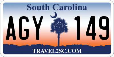SC license plate AGY149