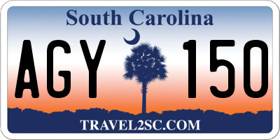 SC license plate AGY150