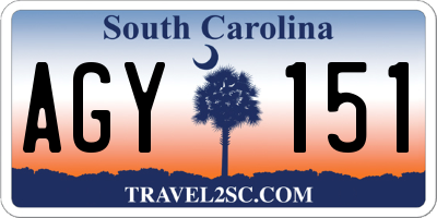SC license plate AGY151