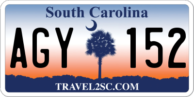 SC license plate AGY152