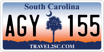 SC license plate AGY155