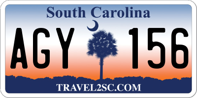 SC license plate AGY156