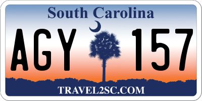 SC license plate AGY157