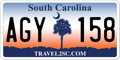 SC license plate AGY158