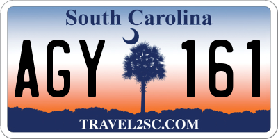 SC license plate AGY161