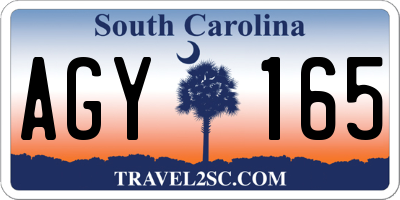 SC license plate AGY165