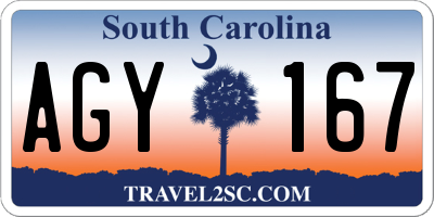 SC license plate AGY167