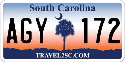 SC license plate AGY172