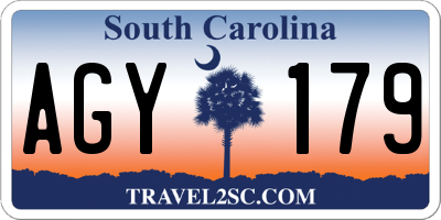 SC license plate AGY179