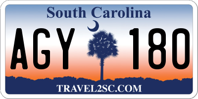 SC license plate AGY180