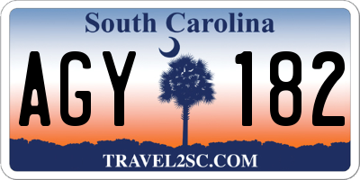 SC license plate AGY182