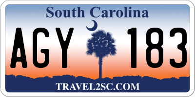 SC license plate AGY183