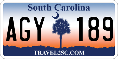 SC license plate AGY189