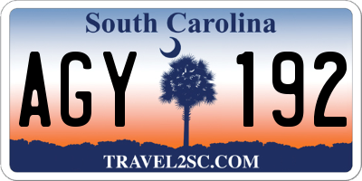 SC license plate AGY192