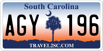 SC license plate AGY196
