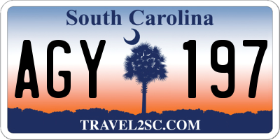 SC license plate AGY197