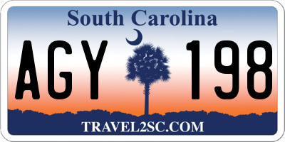 SC license plate AGY198