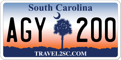 SC license plate AGY200