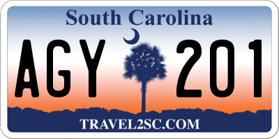 SC license plate AGY201
