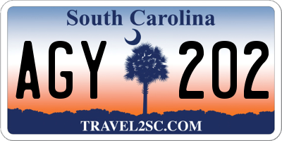 SC license plate AGY202